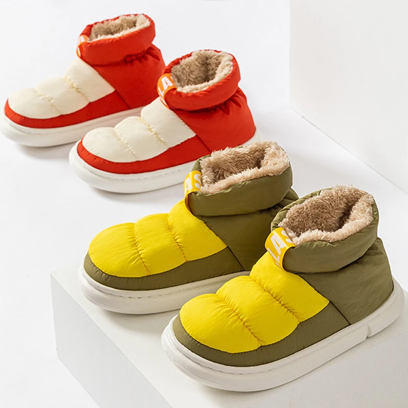 Comwarm Fur Snow Boots For Women Fashion Thick Platform Winter Boots Plush Cotton Shoe Indoor Outdoor Waterproof Warm Home Boots