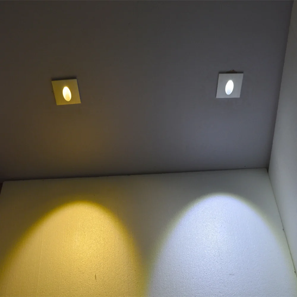 Led Stair Light Aluminum Recessed Square Round Wall Lamp 1W 3W Step Pathway Corner Sconce Staircase AC85-265V Night Lighting Led Light Led Wall Lamp Wall Light