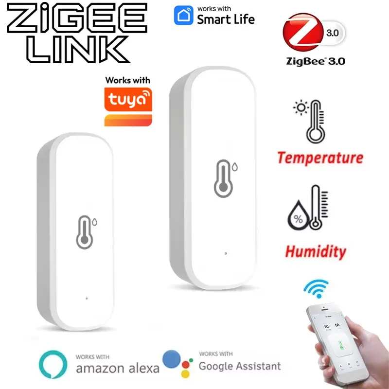 Tuya Zigbee 3.0 Smart Temperature Humidity Sensor Battery Powered APP Remote Monitor Voice Control Alexa Google Home