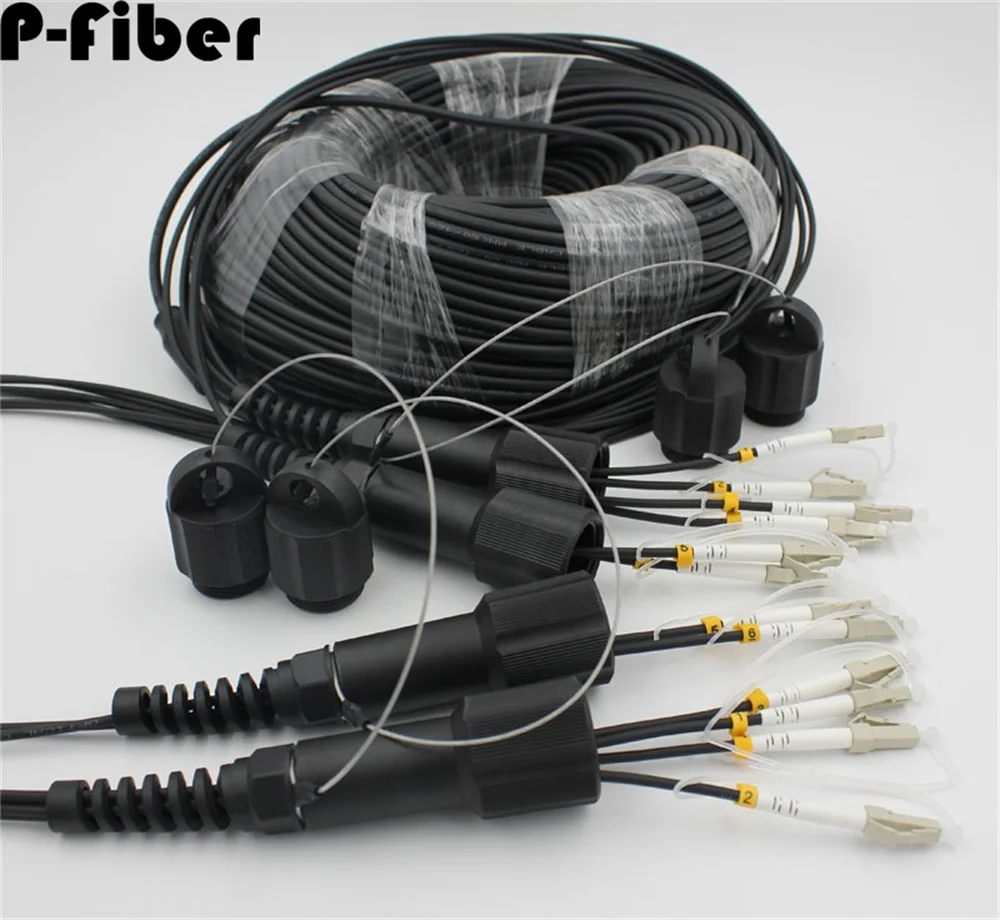 장갑 점퍼 OM3 6C 8C TPU 150M 200M 250M 300M LC FC SC ST 멀티모드 6 8 코어 5mm 광섬유 패치코드 실외용 6/8 광섬유