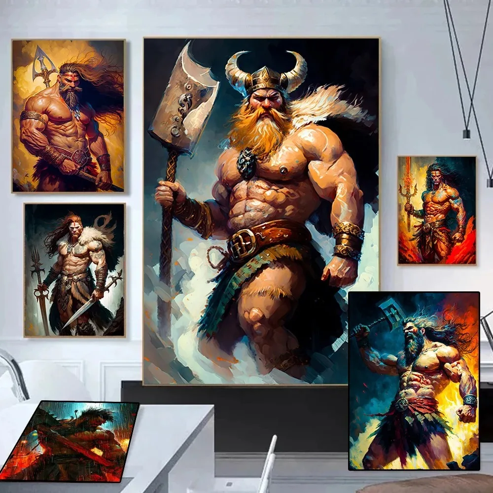 Абстрактный дикий воин, фантазия, мифологический герой, печать на холсте, водонепроницаемая краска без рамы Абстрактный дикий воин, фантазия, мифологический герой, печать на холсте, водонепроницаемая краска без рамы