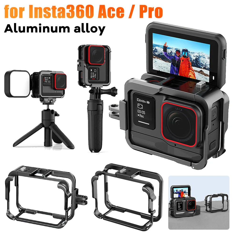 금속 토끼 케이지 퀵릴리즈 보호 케이스, 알루미늄 합금 낙하 방지 보호 쉘, Insta360 Ace/Ace Pro 액세서리