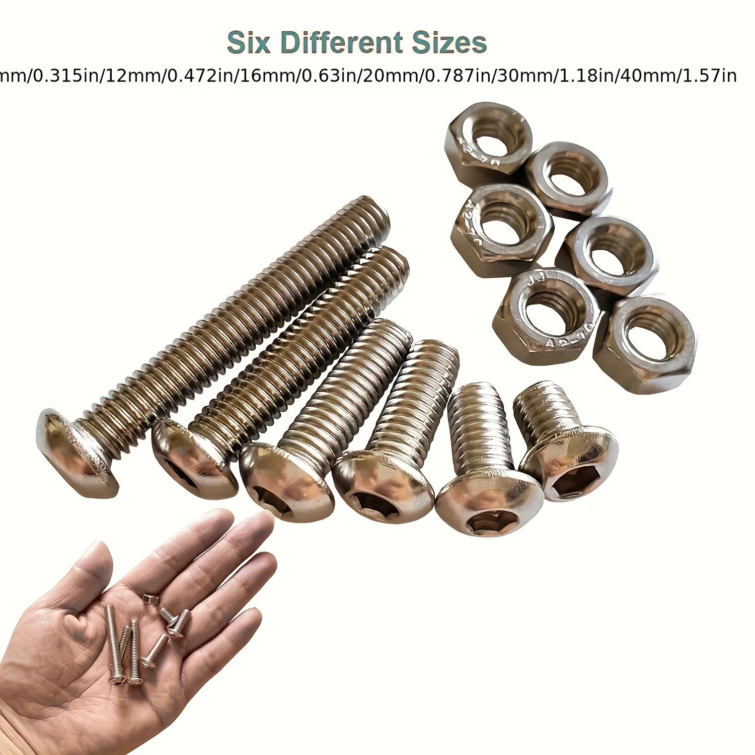 84Pcs M6 x 8mm,12mm,16mm,20mm,30mm,40mm Hex Pan Head Cap Bolts Nuts Screws Assortment Set 304 Stainless Steel Allen Socket