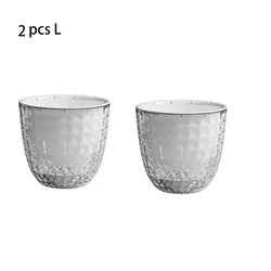 Elegant Self - Watering Double Layer Planter with Reservoir - Clear Decorative Flowerpot (2pcs L)