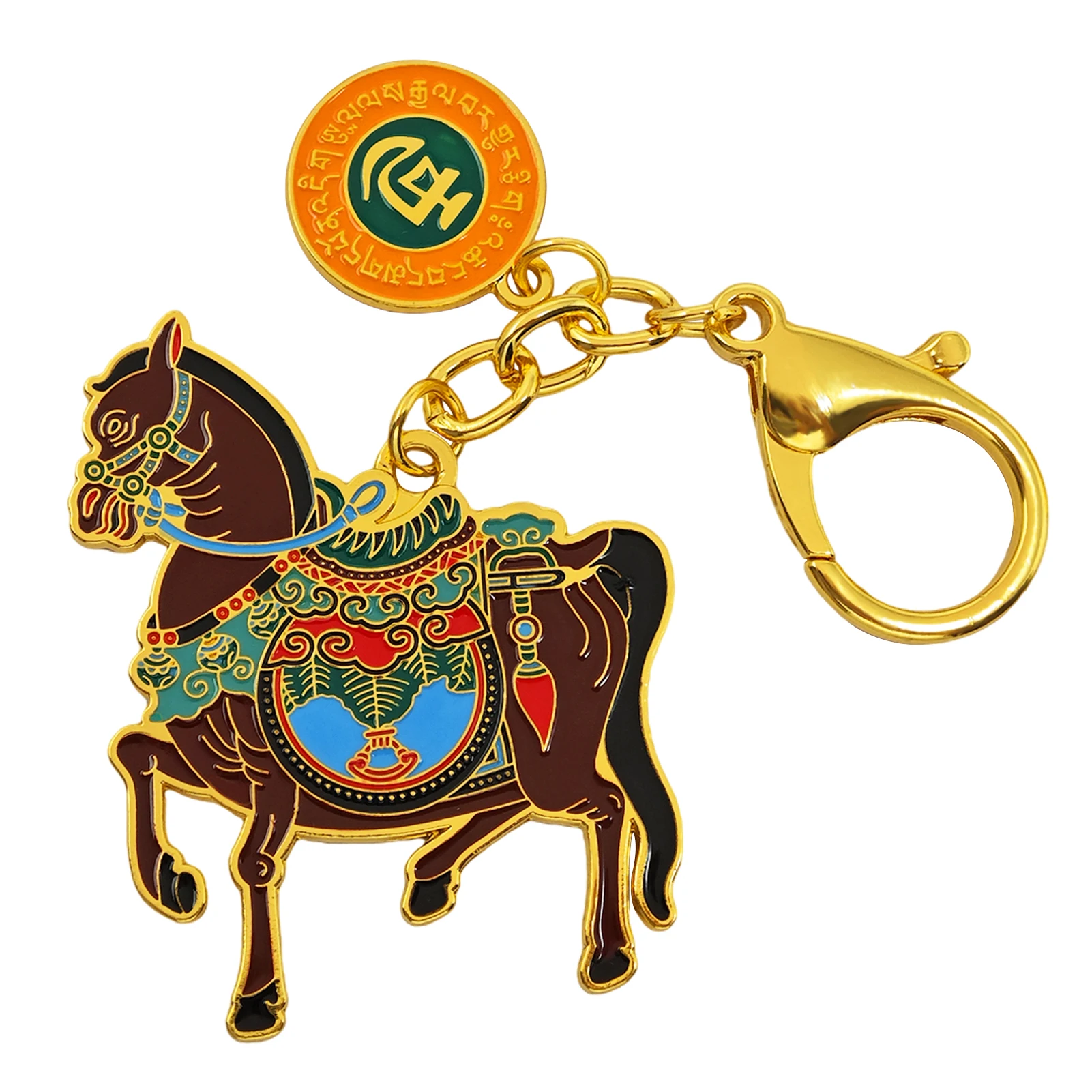 Feng Shui 3 Powers Windhorse Keychain Victory Wind Horse Success Amulet Key Chain 4