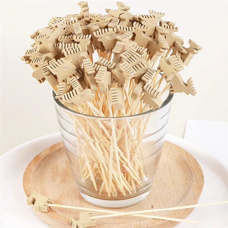 Hot Selling-200Pcs Christmas Cocktail Picks Sticks Toothpicks Decorative Skewers Xmasparty Picks For Food Garnish Skewer Sticks,