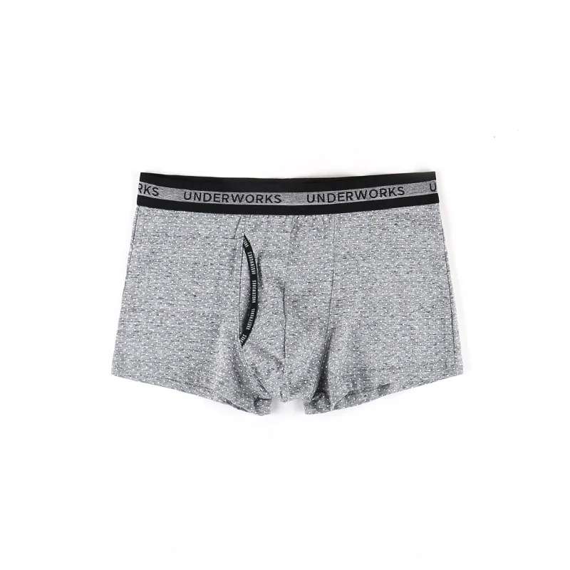 Men Underwear Briefs Soft Boxer Brief with Fly Front 100% Cotton
