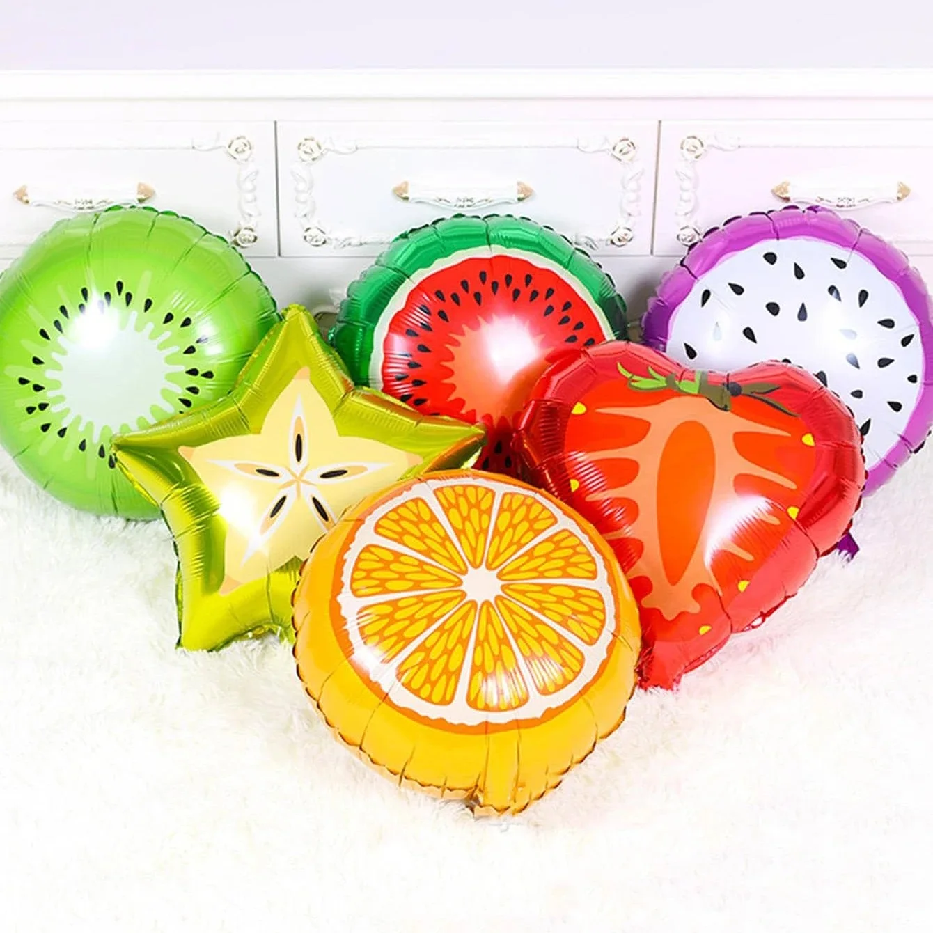 6 pezzi palloncini di frutta fragola avocado foglio di alluminio palloncino di elio anguria arancione cactus ballon decorazioni per feste a tema per bambini  15