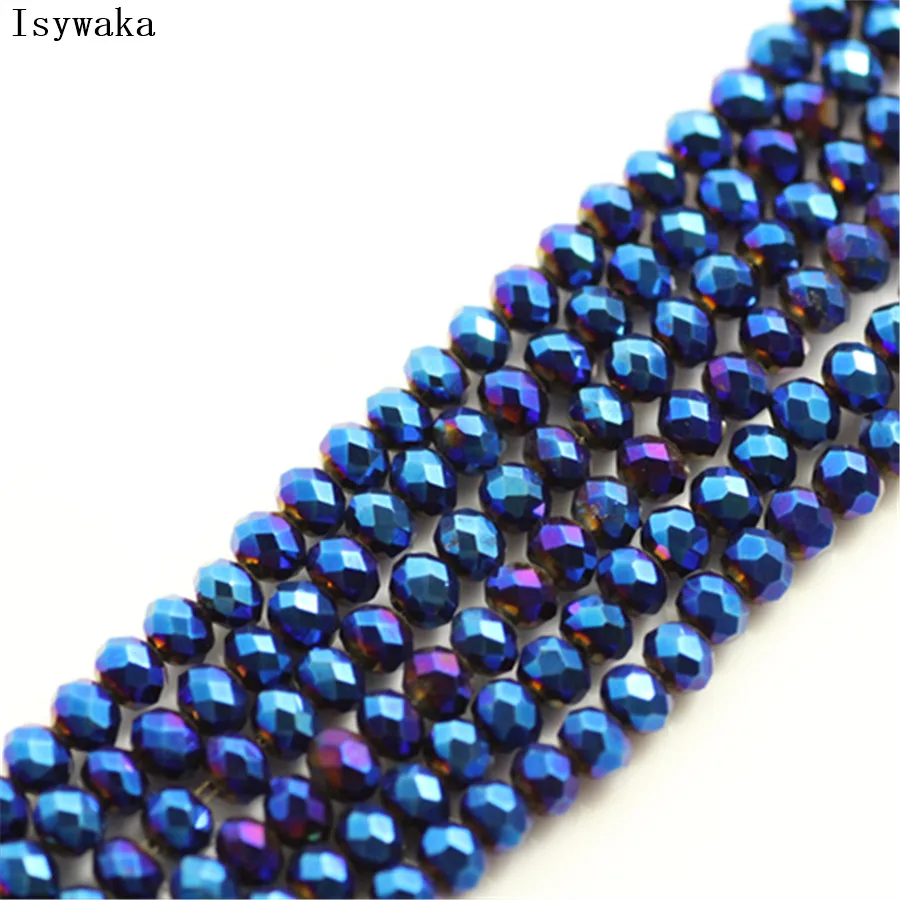 Ink Blue Faceted Crystal Glass Rondelle Beads for Jewelry Making - 170pcs, 2mm