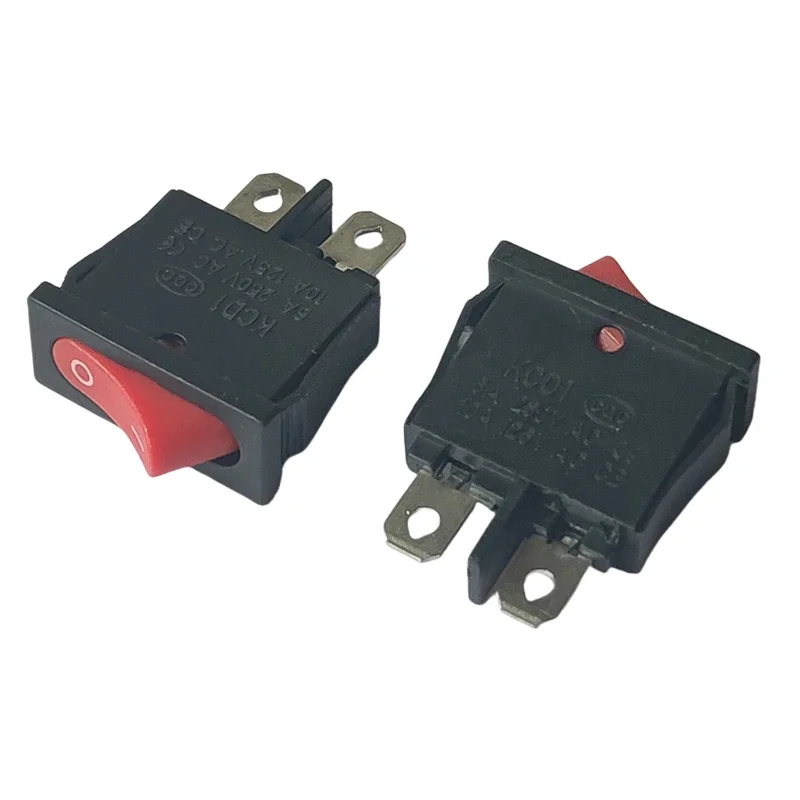 Description Picture 4 of item21X10mm Thin Rectangle Rocker Switch Red Black No Light Seesaw Power Switch 2 Pin 6A/250V 10A/125V For Car Dashboard Toys