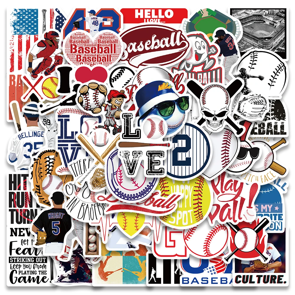 52pcs Vinyl Laptop Decals Cartoon Baseball Sport Stickers For Luggage Guitar Phone Notebook Skateboard Waterproof Graffiti 50pcs japan korea stickers laptop bicycle guitar skateboard sticker kid diy graffiti waterproof stickers