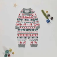 Family Christmas Matching Pajamas Set New Year's Clothes Parent-child 2 Pieces Suit Homewear Baby Romper Soft Cute Pjs Xmas Look 6