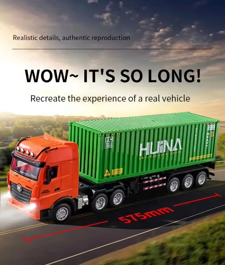 1/18 Scale 9CH Semi Alloy ABS Made Radio Control Huina 1313 Timber Wood Transport Wagon Truck Model 5