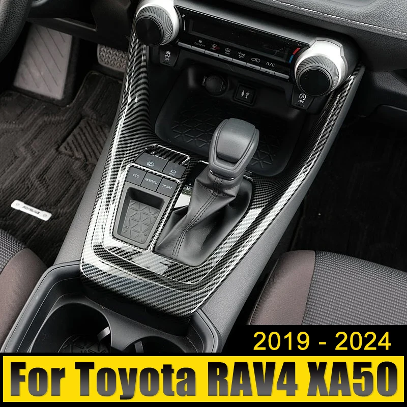 

ABS Carbon Car Internal Gear Shift Box Panel Cover Trim Frame Sticker For Toyota RAV4 XA50 2019 2020 2021 2022 2023 2024 Hybrid