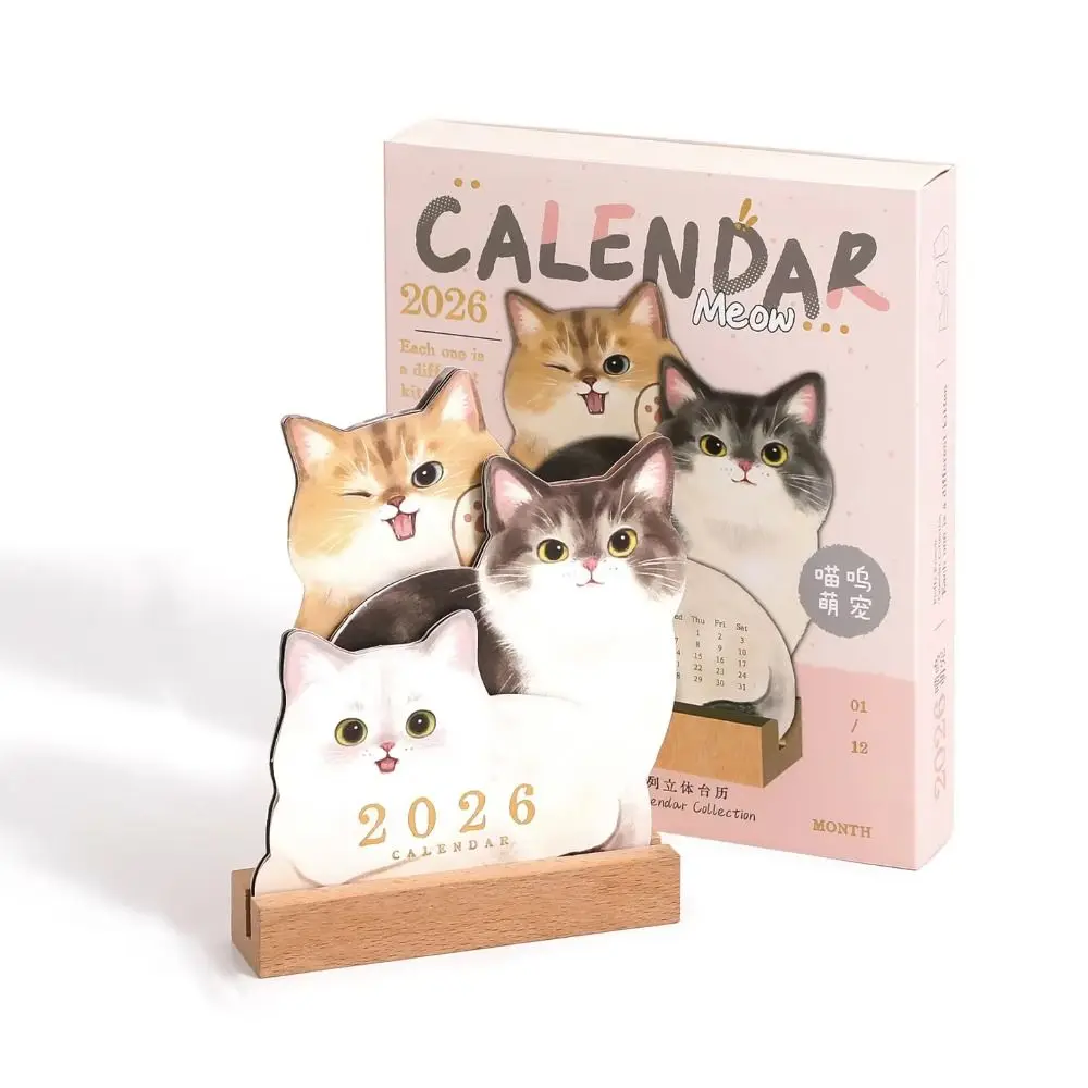 2026 Cute 3D Desk Calendar DIY Simplicity Agenda Organizer Cat Dog Series Cartoon Desktop Calendar Home Office Desk