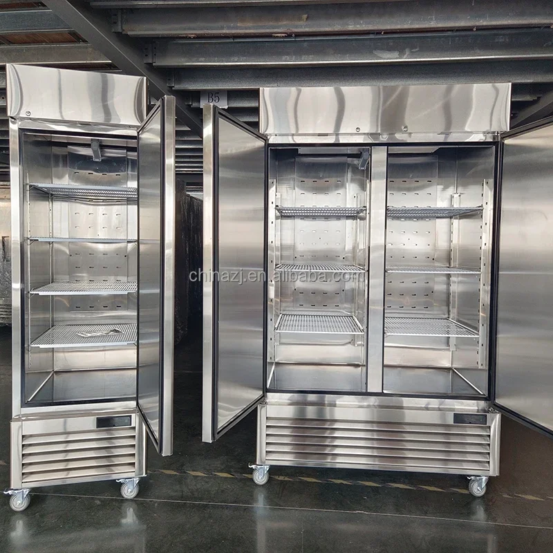 54" W Commercial Restaurant Upright Fridge Glass Door Reach In Freezer Stainless Steel Refrigerator Upright Reach In Cooler