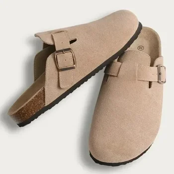 Women's Shoes Women's Closed Toe Slippers Cow Suede Leather Clogs Women's Sandals Retro Fashion Garden Mule Clog Slide New 1