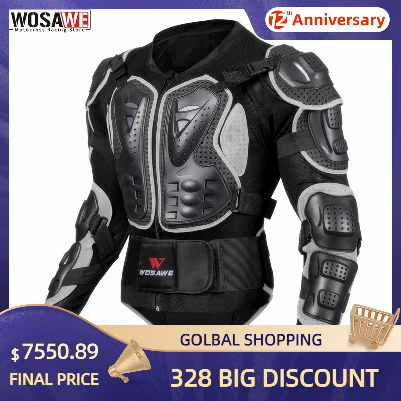 Gilet Protettivo WOSAWE Per Moto – Armatura Corpo Con Protezione Petto E Schiena – Unisex