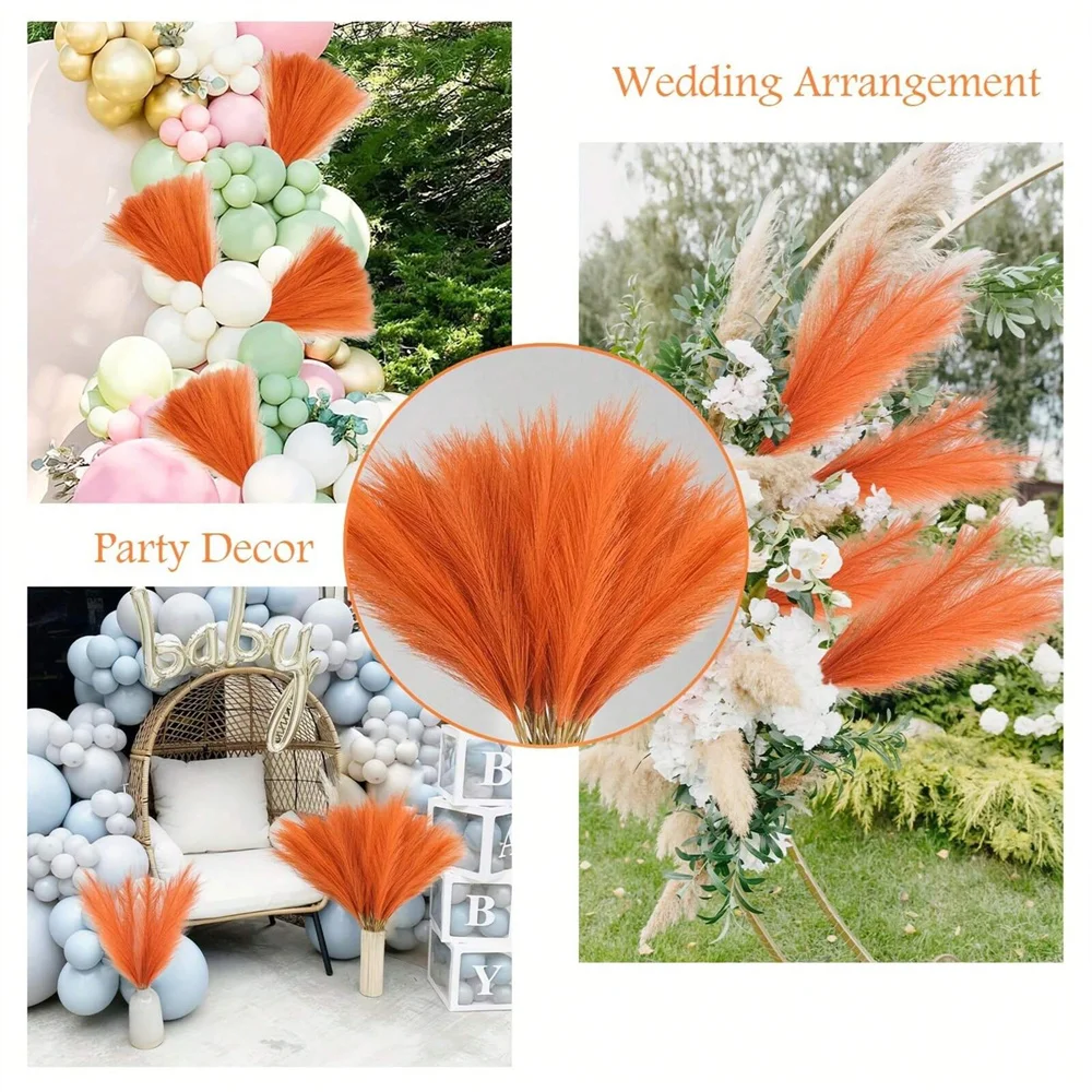Artificial Pampas Grass in Orange, Beige, White, Blue, Black, Coffee, Brown, Red, Grey, and Pink 3