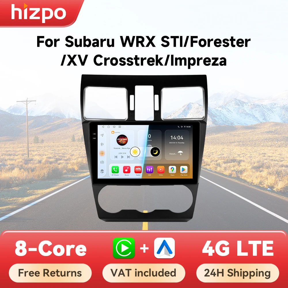 Hizpo Android 14 Autoradio für Subaru Forester WRX und STI XV Crosstrek Impreza 2015–2018 Autoradio Multimedia GPS Carplay RDS