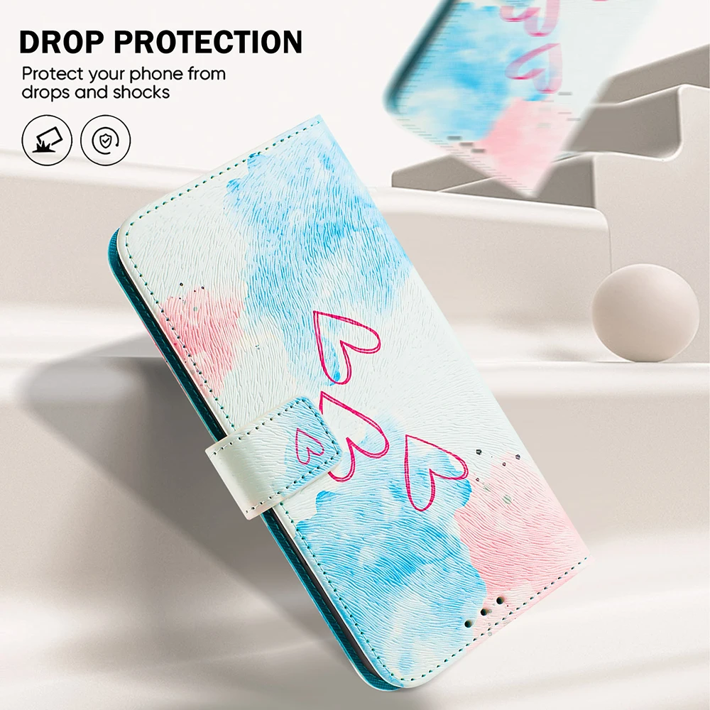 Vibrant Illustrated Shockproof Flip Phone Wallet Case