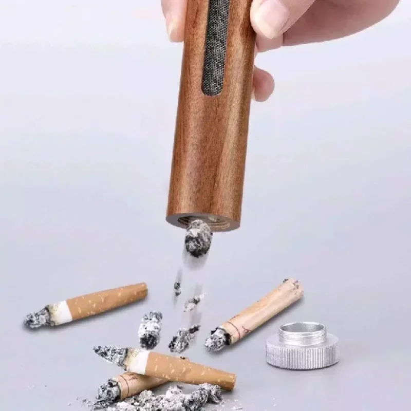Wood Ashtray Pocket Cigar Ash Tray Soot Cover Portable Ashtray for Car Smoking Accessories with Velvet Bag and Cleaning Brush car ashtray portable ashtray