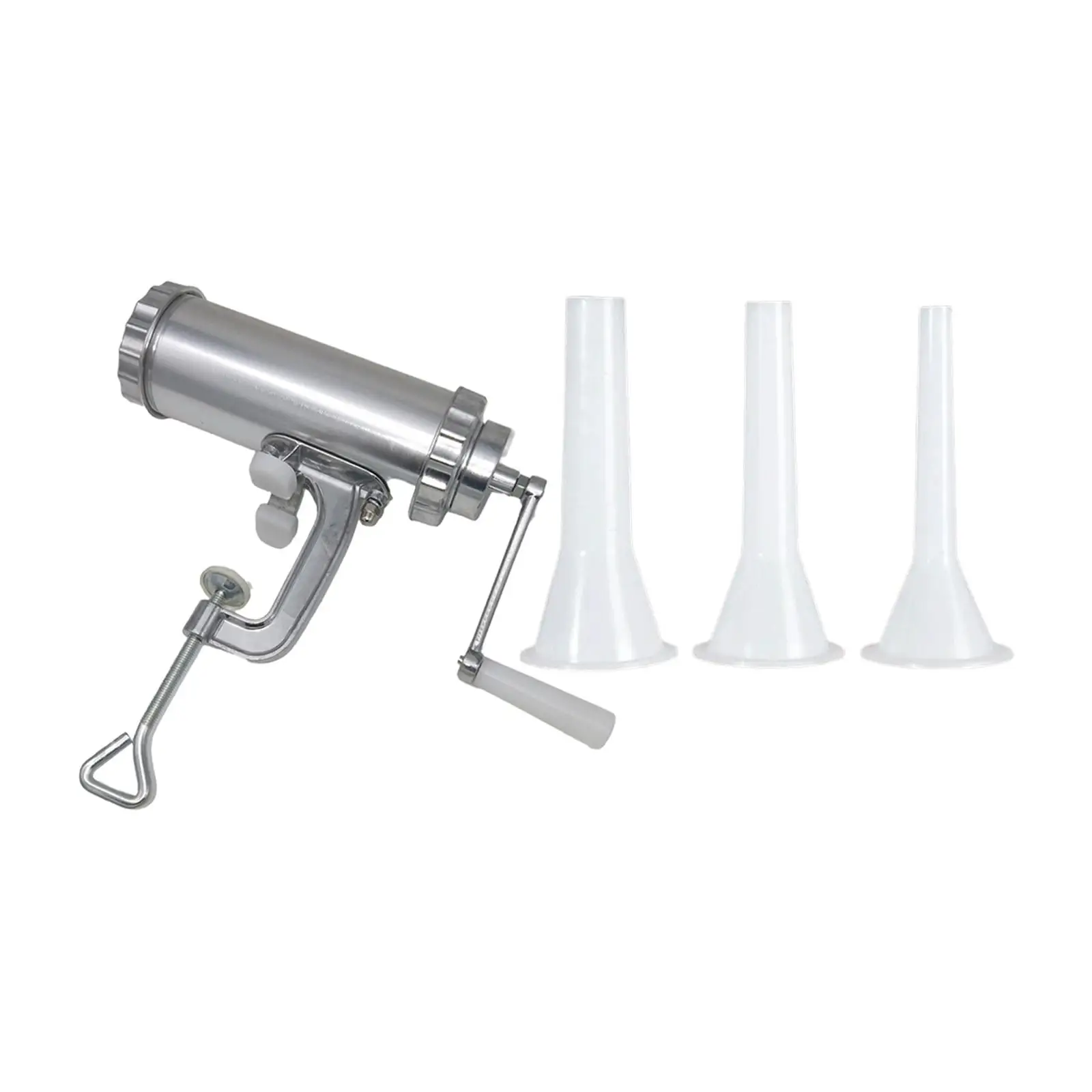 Manual Sausage Stuffer Meat Grinder Aluminum Kitchen Meat Filling with 3 Filling Nozzles for Meat Hot Dogs Beef Bratwurst Chilli
