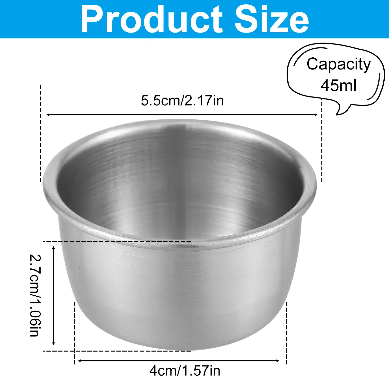 Set of 12 Stainless Steel Mini Sauce Dipping Bowls - Reusable Round Seasoning Cups