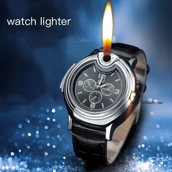 Electronic Lighter Creative Sports Watch Gas Lighter Metal Multi-functional Personalized Open Flame Lighter Smoking Accessories