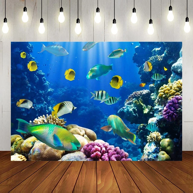 Under Sea Polyester Underwater World Ocean Theme Party Decoration Beautiful  Coral Reef Underwater Fishes Background Photography - AliExpress