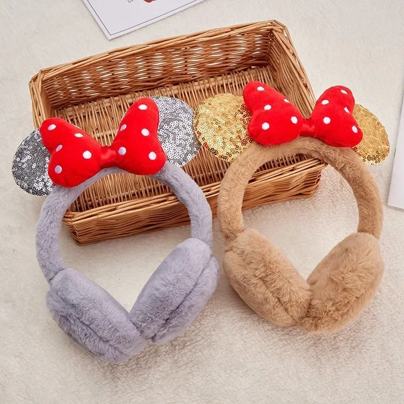 Disney Mickey Minnie Mouse Soft Ear Warmer Winter Warm Earmuff Girls Fashion Earflap Outdoor Cold Protection Ear-Muffs Ear Cover