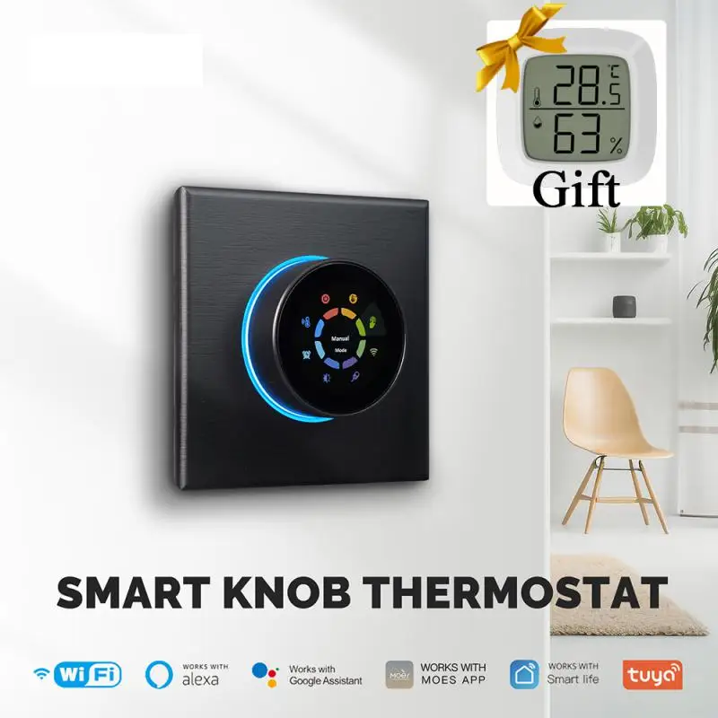 

Tuya WiFi Smart Knob Thermostat Digital Display Temperature Controller For Water/Electric/Gas Boiler Heating Work With Alexa
