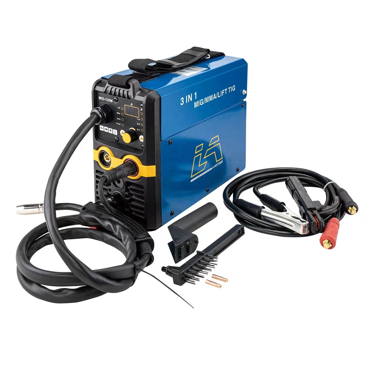 LASTON MIG-135M 110V MIG Welder 3 in 1, 130Amp Flux Core Welder Flux MIG/Stick Welder/Lift TIG, IGBT Digital Display LCD Welding 6