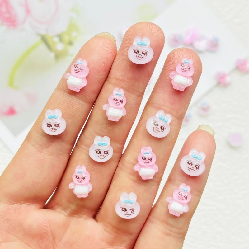 Resin Jewelry Accessories 50 Pcs Cute Mini Cartoon Sad Rabbit Figurine Crafts Ornament Manicure Hairpin Making