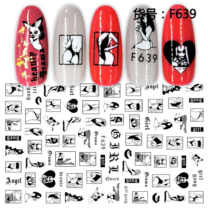 

Fashion Nail Sticker Geometric Abstract Line 3D Nail Stickers Self-Adhesive Slider Nail Art Decorations Geometry Decals Manicure