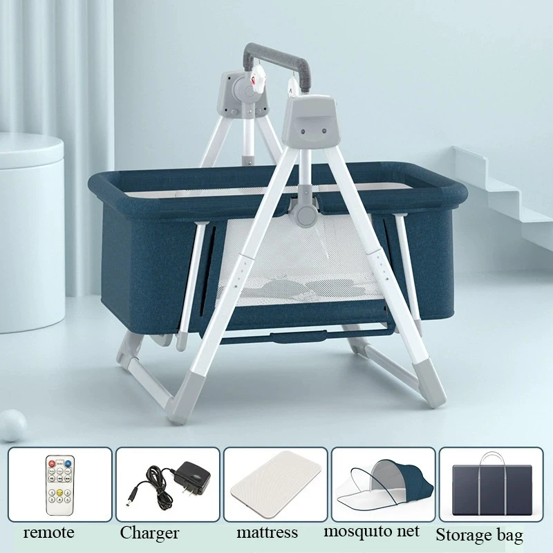 Smart Baby Rocker Cradle - Wireless Music, Variable Speed, Foldable Aluminum Stand, Detachable Bassinet with Time & Manual Mode S1de148f612594957b2b2f7915bf25a6bP