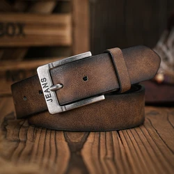 Unisex Retro Western - Style PU Leather Belt with Metal Buckle, Perfect - 130cm (Camel)