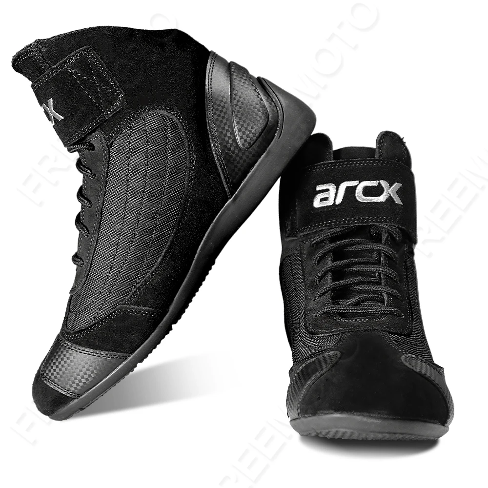 Men's Motorcycle Leather Boots Motorbike Sneaker Microfiber Leather Adventure Touring Boots Motorcyclist Anti-slip Shoes