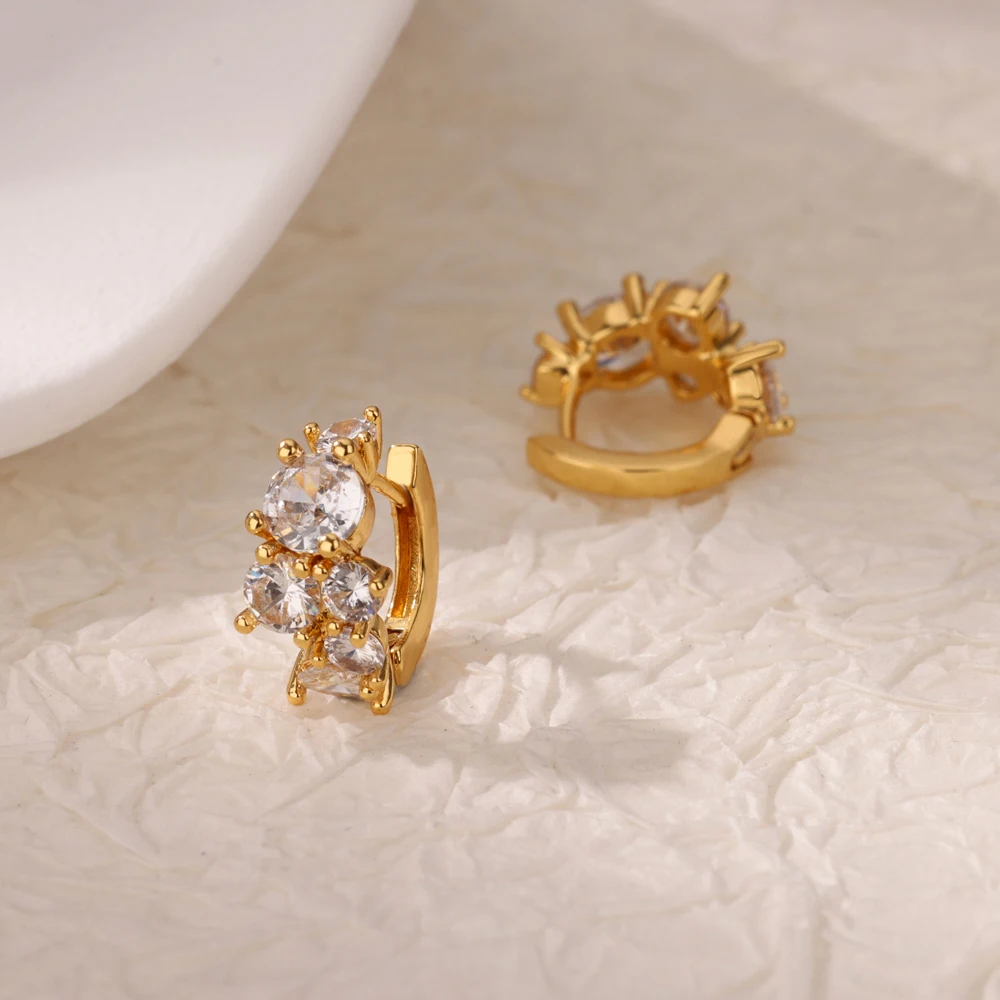 Zircon Round Stud Earrings Stainless Steel