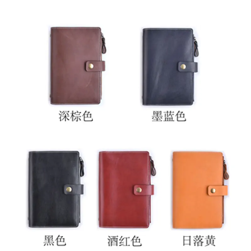 Yiwi Couro Genuíno a5 a6 a7 Plaina Folha Solta Pasta Diário Caderno com Bolsa Zip - Imagem 3