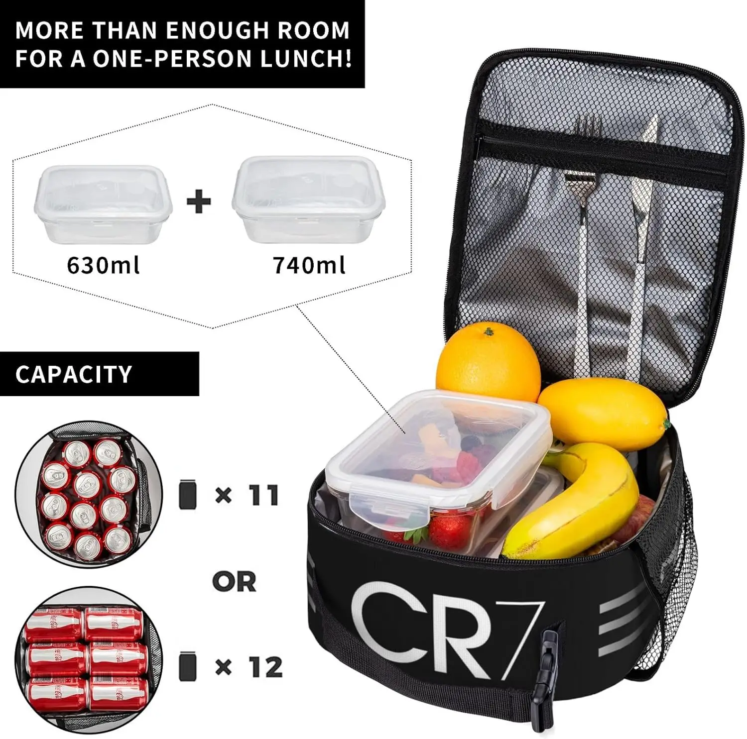 Soccer Lunch Box,Cute Boys Lunch Bag for Soccer Lovers, Reusable Thermal Lunch Box for Women Men Adults School Picnic Work 3