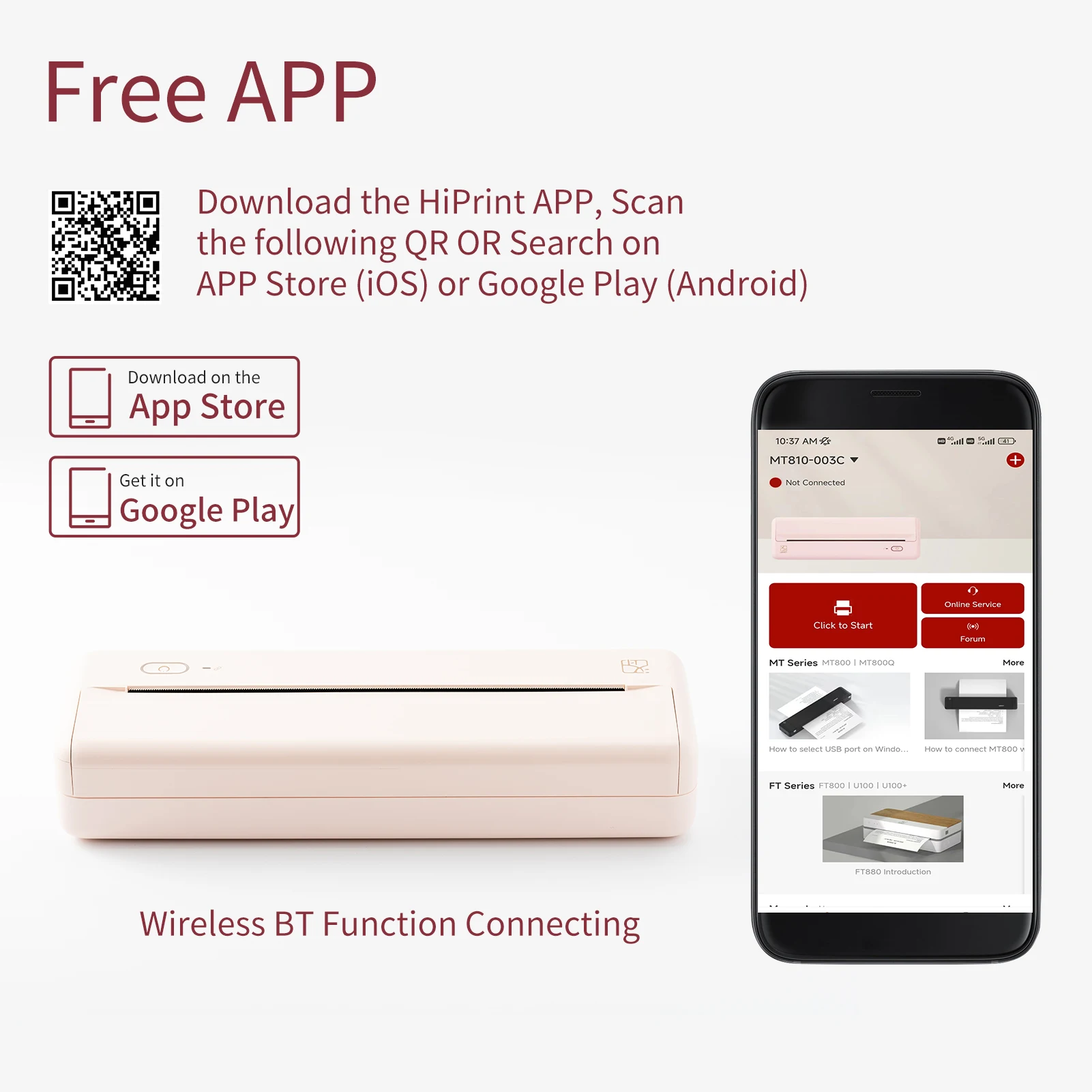 HPRT MT810 A4 휴대용 종이 프린터 열전사 인쇄 무선 블루투스 프린터 호환 iOS 안드로이드 모바일 A4 프린터