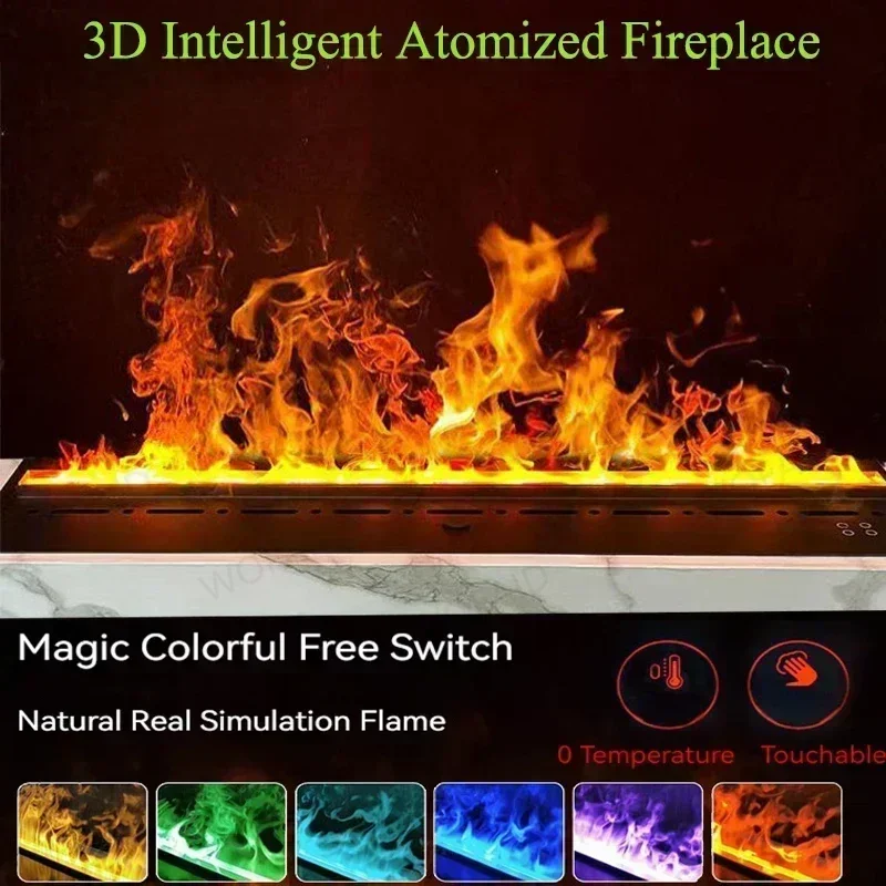 3D Atomizing Fireplace for Living Room Multi-color Fake Flame Electronic Fireplace Home Remote Control Water Steam
