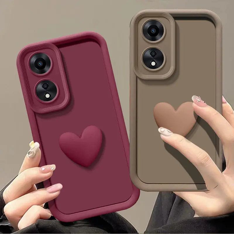 3D Love Heart Matte TPU Soft Silicone Cover