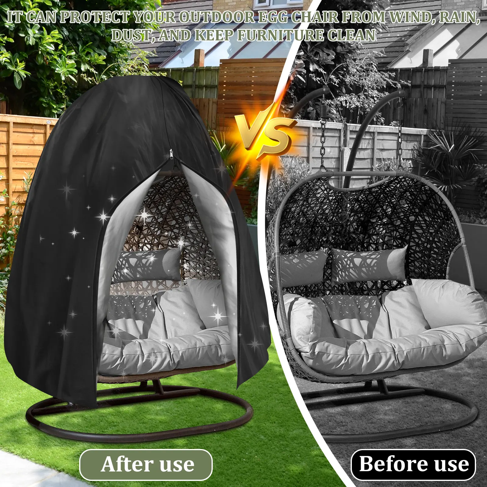 800d Egg Chair Cover With Zipper 2 Pack Outdoor Wicker Egg Chair Cover Heavy Outdoor Egg Chair Hanging Chair Cover | United Kingdom