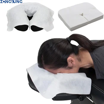Disposable Spa Massage Cradle Table Sheets Headrest Pads Non Woven Fabric Face Pillow Hole CoverFace Rest Overlay Cushion