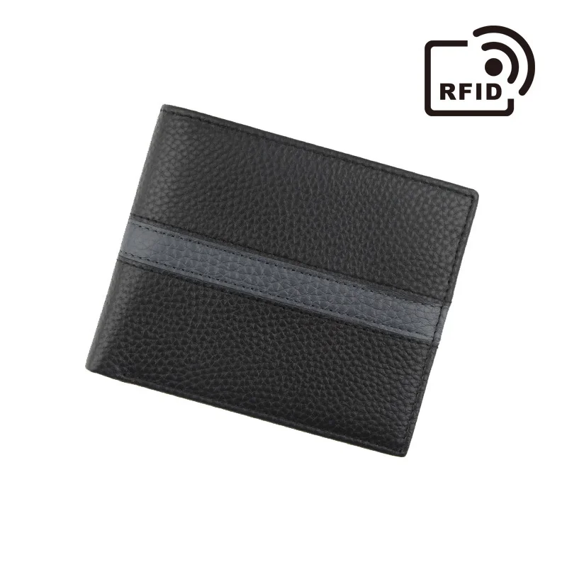 

Free Custom Letters Hot Selling Wallet Men's Wallet Large Capacity New Change Bag Anti Brushing RFID Genuine Leather Wallet
