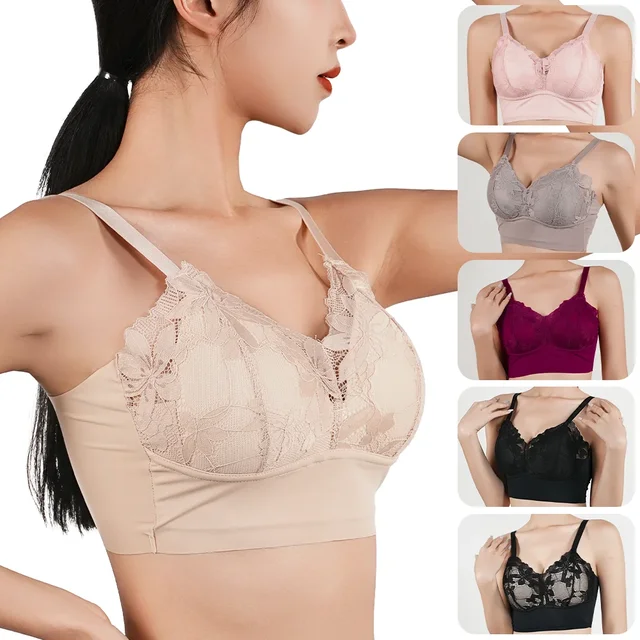 2024Women Bra Plus Size Deep Cup Push Up Bras Incorporated Full Back Coverage Lingerie Hide Back Fat Underwear No Steel Ring Bra 6