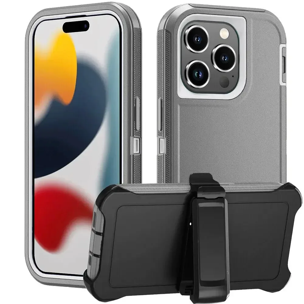 Heavy Duty 3-in-1 Defender Armor Phone Case with Back Belt Clip