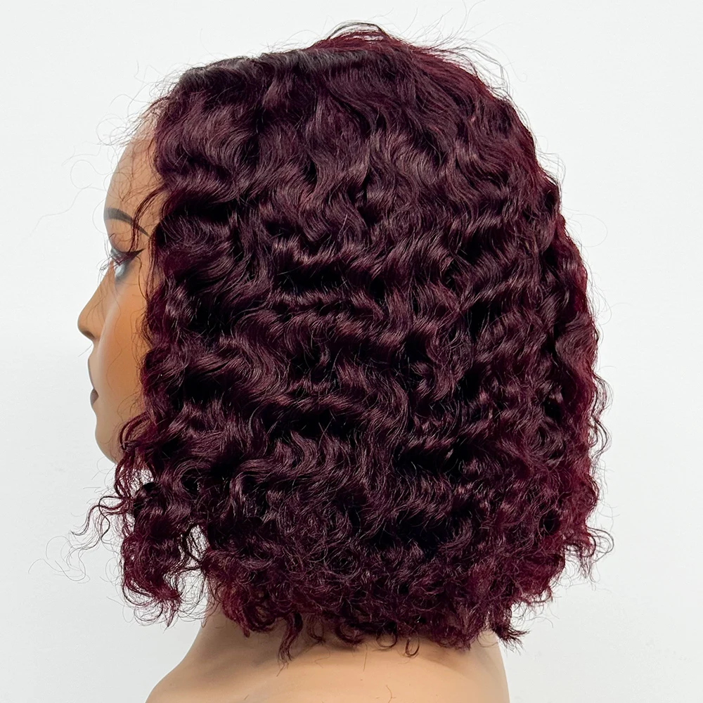 4x4 Transparent Lace Frontal 250% Density Water Wave Curl Human Hair Wigs Double Drawn Bob Curly Hair Wigs For Black Women